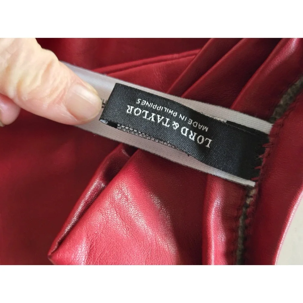 NWT Lord & Taylor Gloves Leather Cashmere Chry Red Sz 7.5 Gift Buttery Vtg 5288